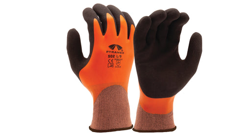 SafetyCo Pyramex Sandy & Smooth Full Dipped Latex Gloves (GL502 Series) 13 gauge nylon liner Latex smooth full dipped coating Double dipped latex sandy palm coating Waterproof Hi-vis