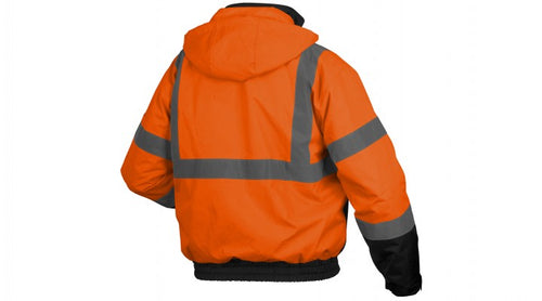 Pyramex RJ3120 Hi Vis Orange Black Bottom Bomber Safety Jacket - Removable Fleece Liner - Type R - Class 3