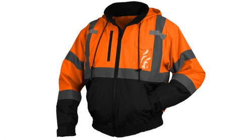 Pyramex RJ3120 Hi Vis Orange Black Bottom Bomber Safety Jacket - Removable Fleece Liner - Type R - Class 3