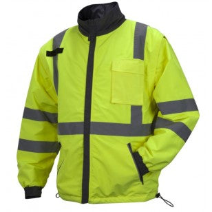 Pyramex RJR3410 Hi Vis Yellow 4-In-1 Reversible Windbreaker Safety Jacket - Type R - Class 3