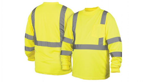 Pyramex RLTS3110 Hi Vis Yellow Long Sleeve Safety Shirt - Typer R - Class 3