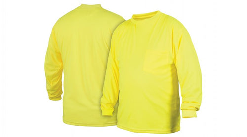 Pyramex RLTS3110NS Hi Vis Yellow Long Sleeve Safety Shirt - Non-Rated