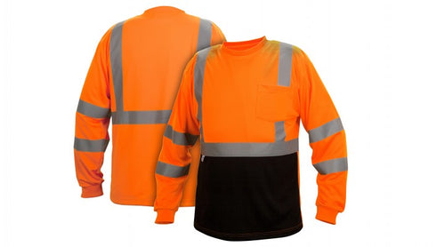 Pyramex RLTS3120B Hi Vis Orange Black Bottom - Long Sleeve Safety Shirt - Type R - Class 3