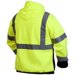 Pyramex RSSH3210 Hi Vis Lime Black Bottom Pullover Safety Sweatshirt with Hood - Type R - Class 3