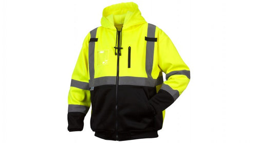 Pyramex RSZH3310 Type R Class 3 Hi-Vis Lime Premium Zipper Sweatshirt