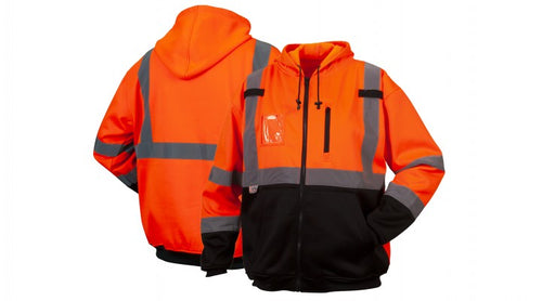 Pyramex RSZH3320 Hi Vis Orange Premium Zipper Sweatshirt - Type R - Class 3